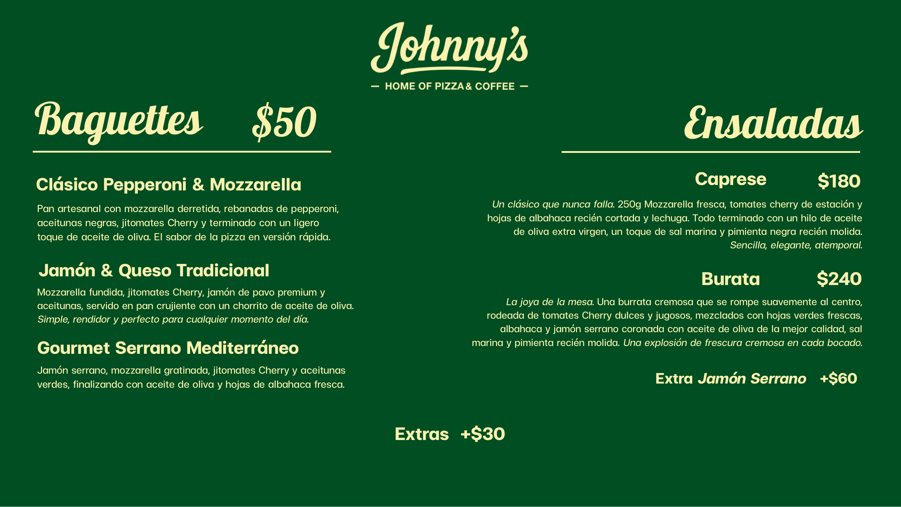 Vista del menú para Clásico Pepperoni & Mozzarella